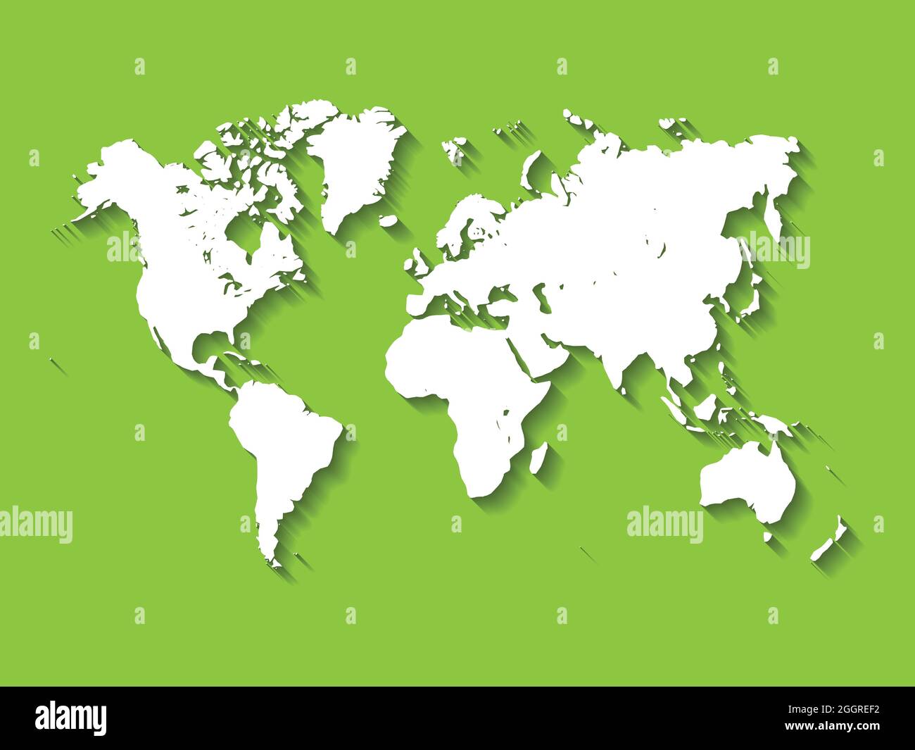 White Vector Map of World. Modern flat design with dropped long shadow ...