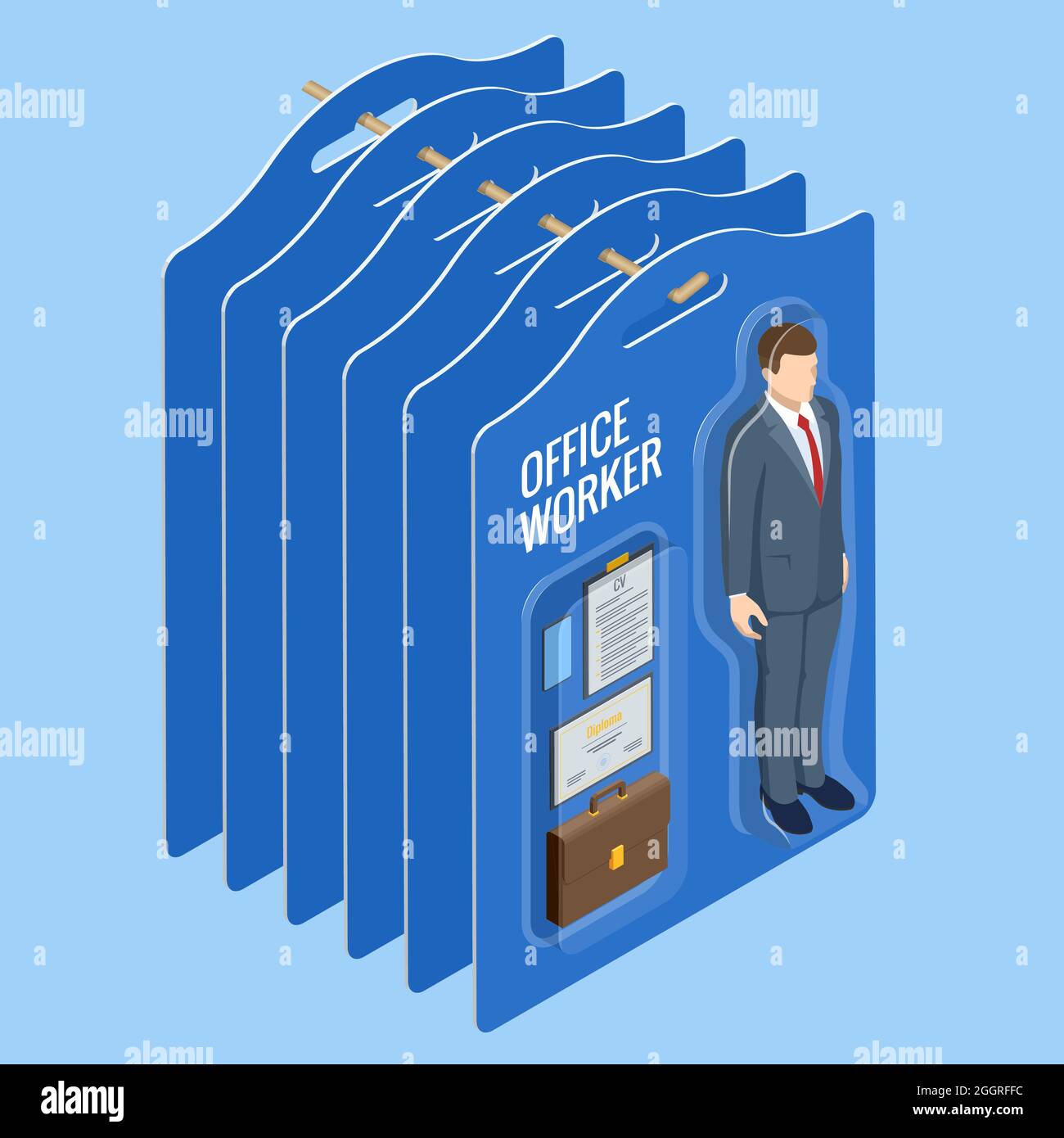 Isometric hiring and recruitment concept for web page, banner 