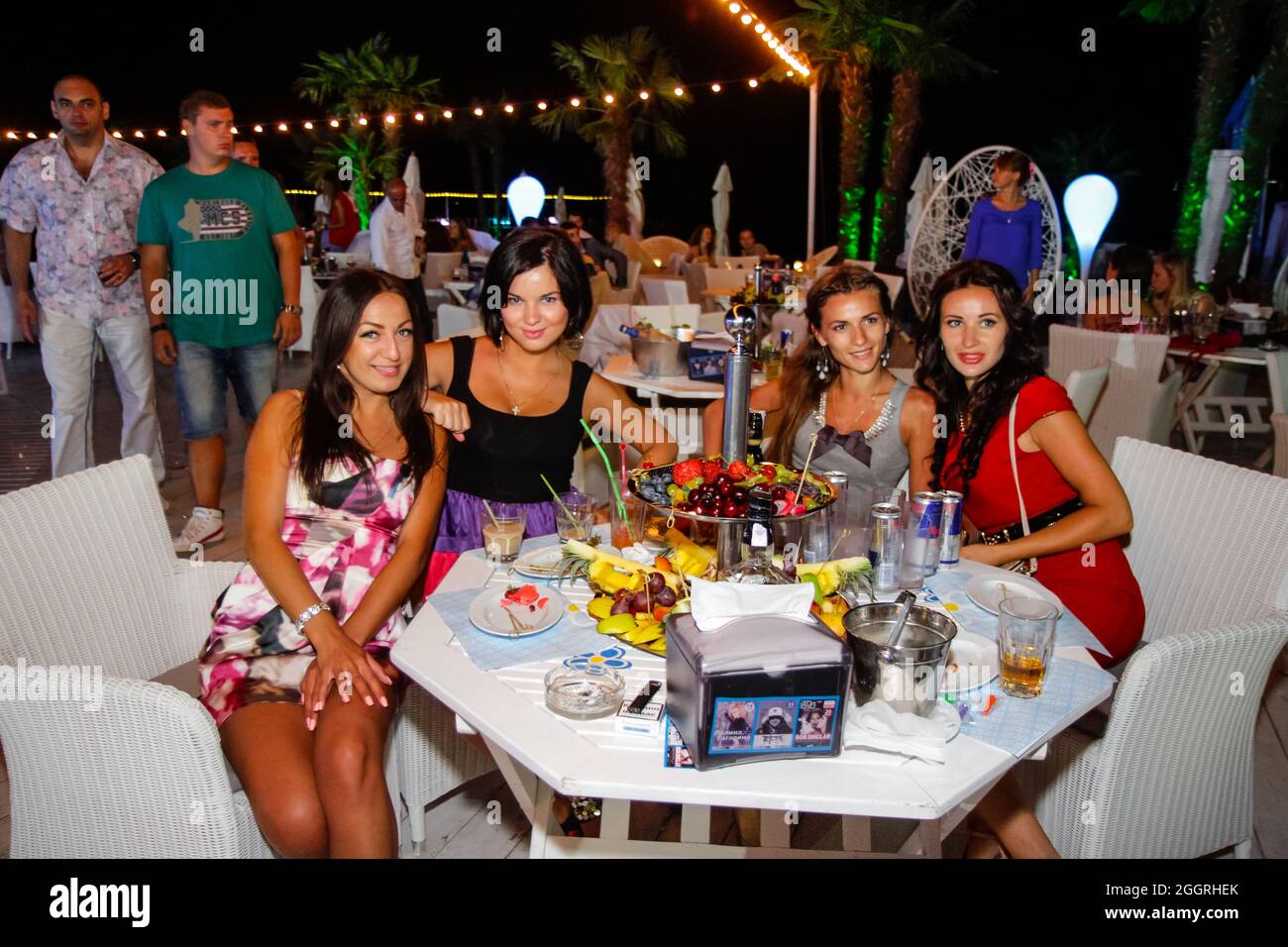 Odessa, Ukraine June 21, 2013 night club. People smiling and