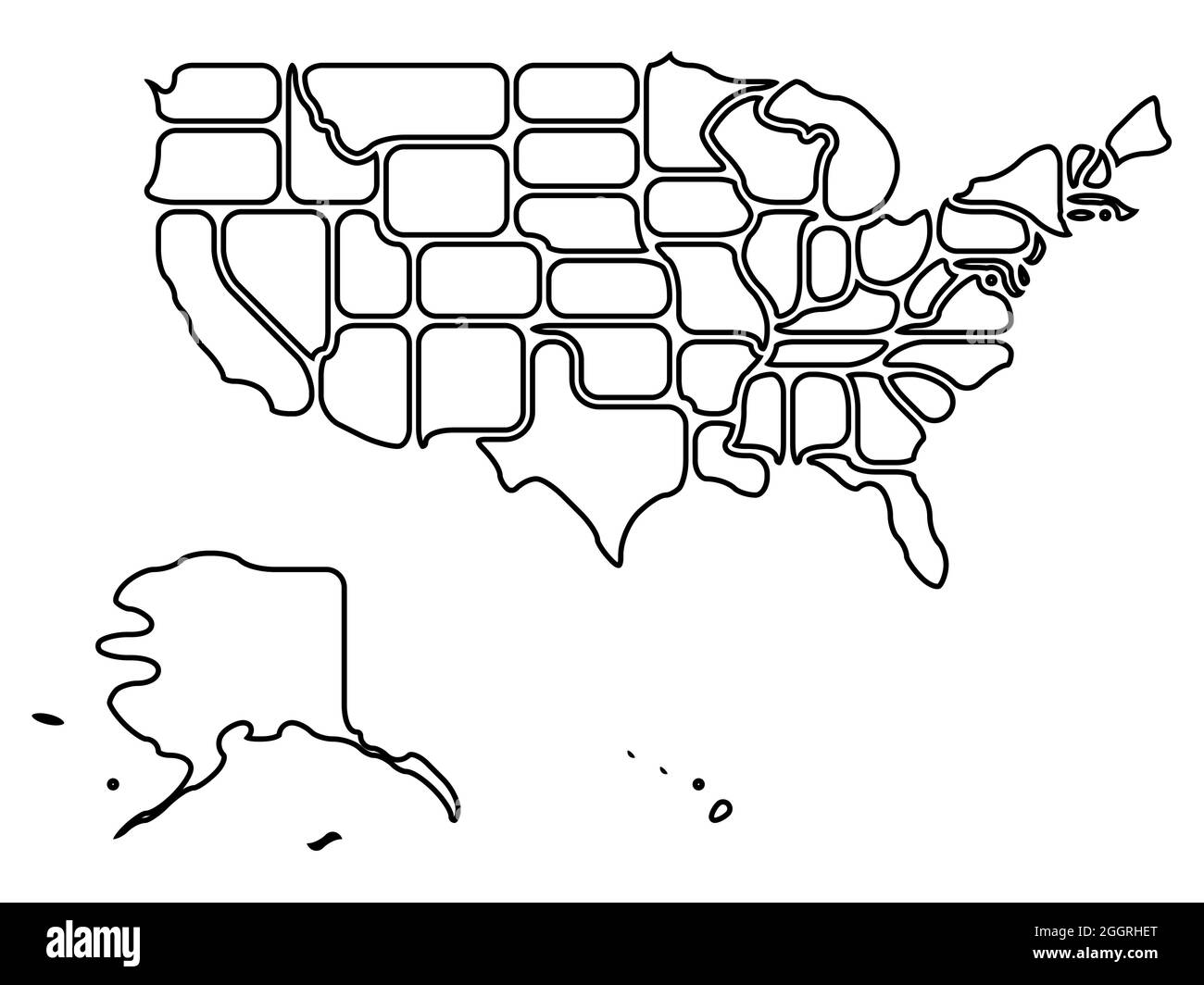 United States map outline - smooth simplified country shape map