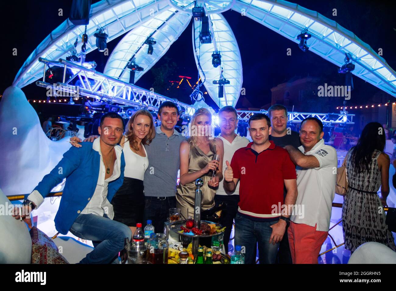 Odessa, Ukraine June 21, 2013 night club. People smiling and