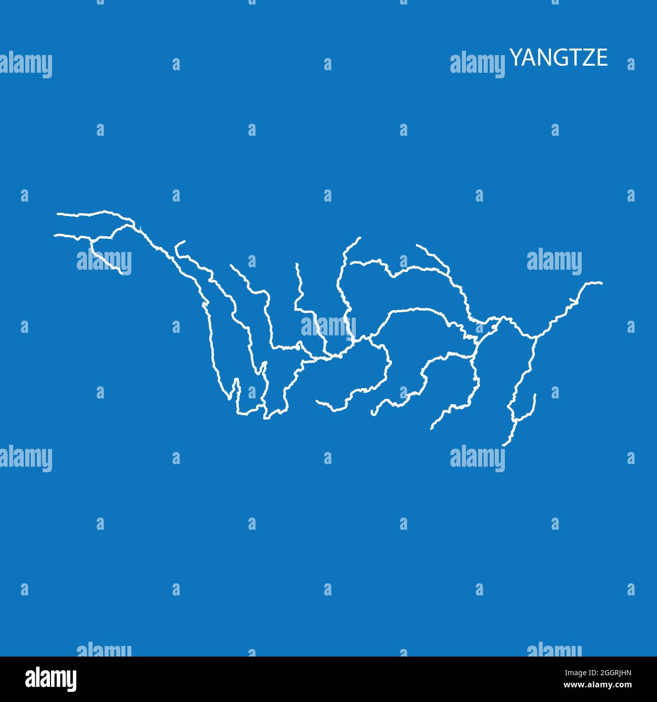 Map of Yangtze river drainage basin. Simple thin outline vector illustration Stock Vector Image