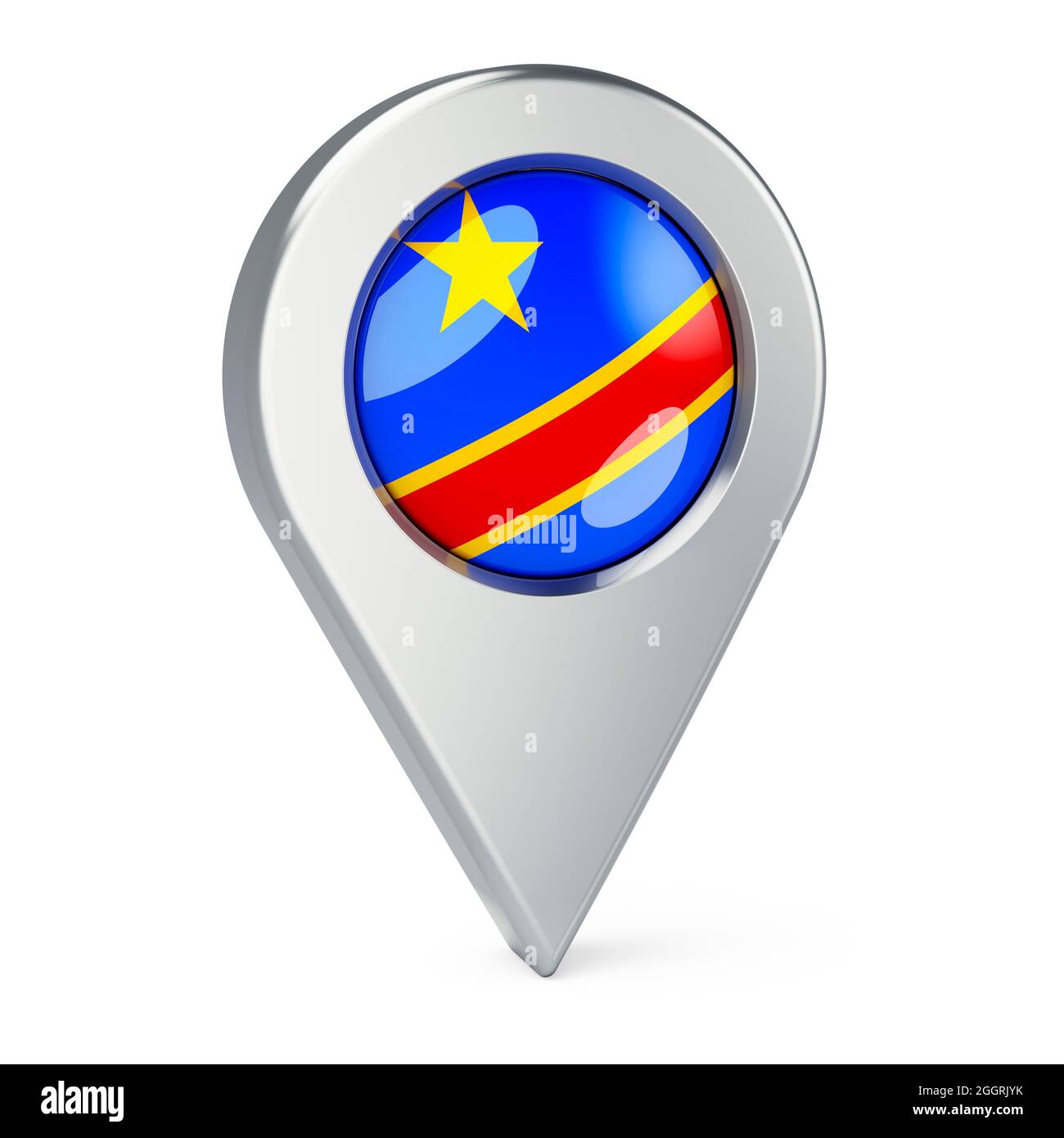 Map pointer with flag of Democratic Republic of the Congo, 3D rendering ...