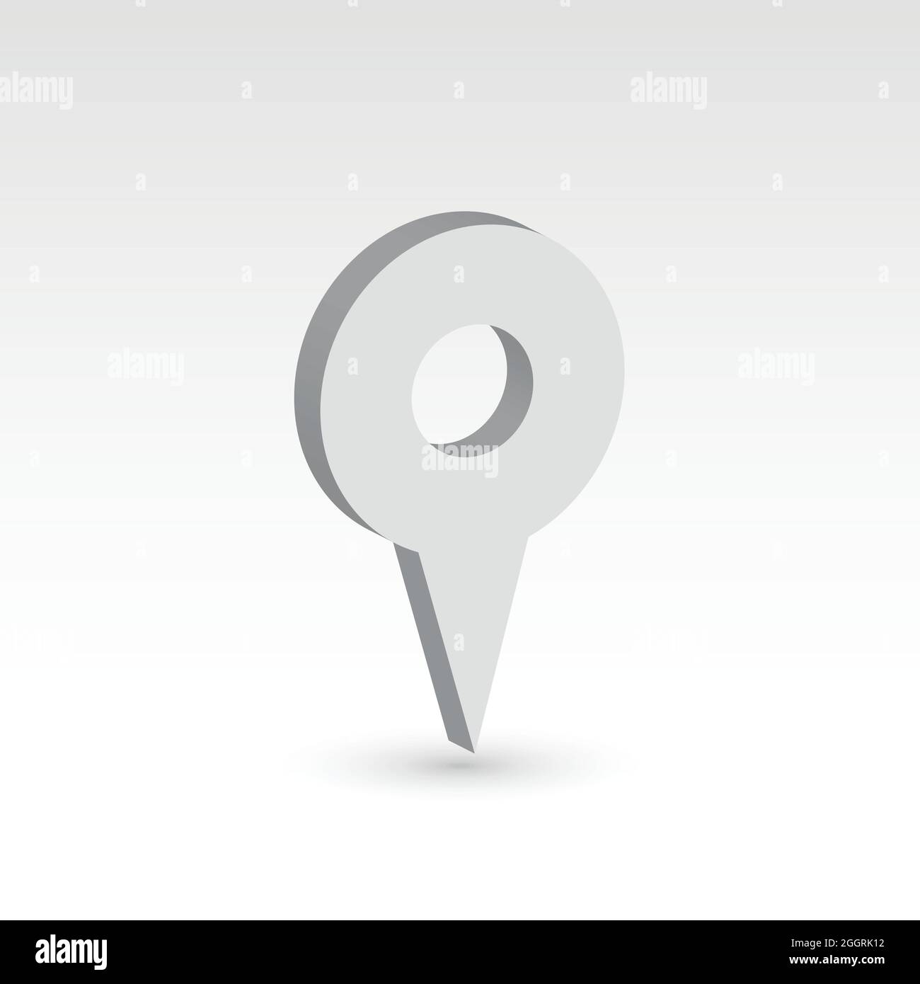 Map pointer - white 3D vector object with dropped shadow. Location mark. Stock Vector