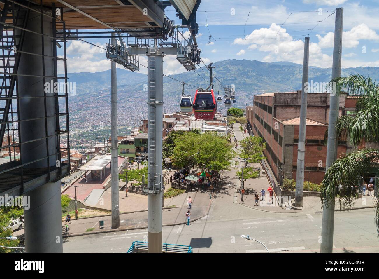 MEDELLIN, COLOMBIA SEPTEMBER 4 Medellin cable car system connects