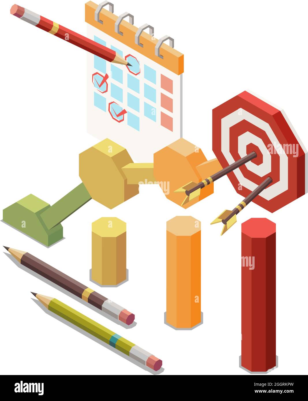 Marketing strategy planning success isometric concept icon with target