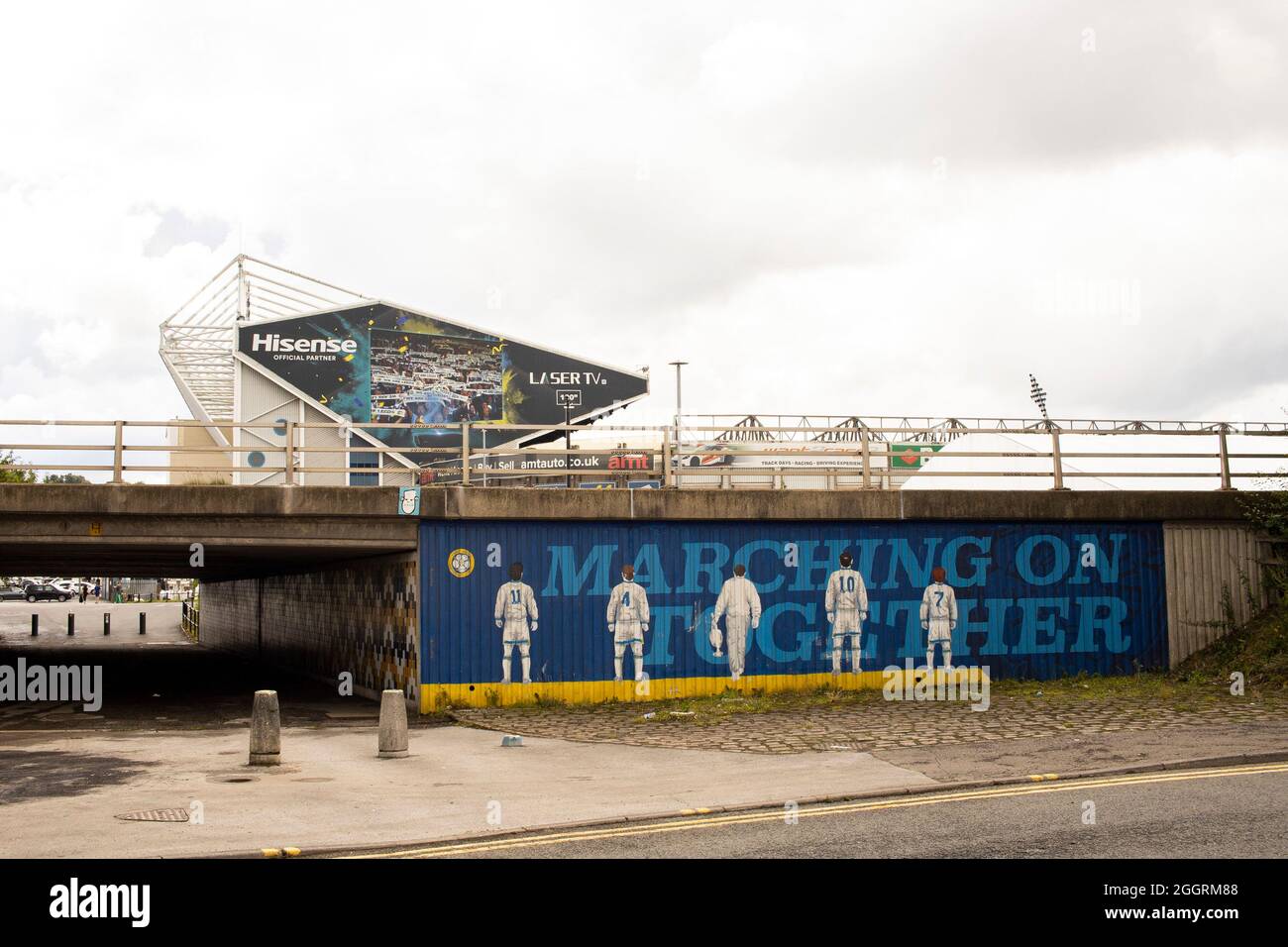 A Mural celebrating Leeds United's 1991/1992 Division One Championship outside Elland Road on the 22nd August 2021. Credit: Lewis Mitchell Stock Photo