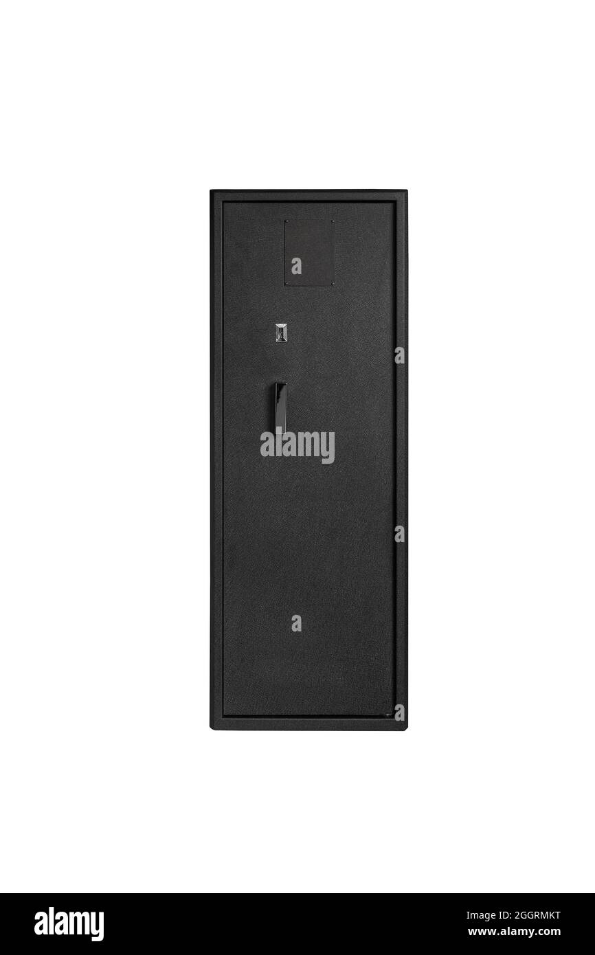 A metal gun safe. Safe storage for weapons. Isolate on a white