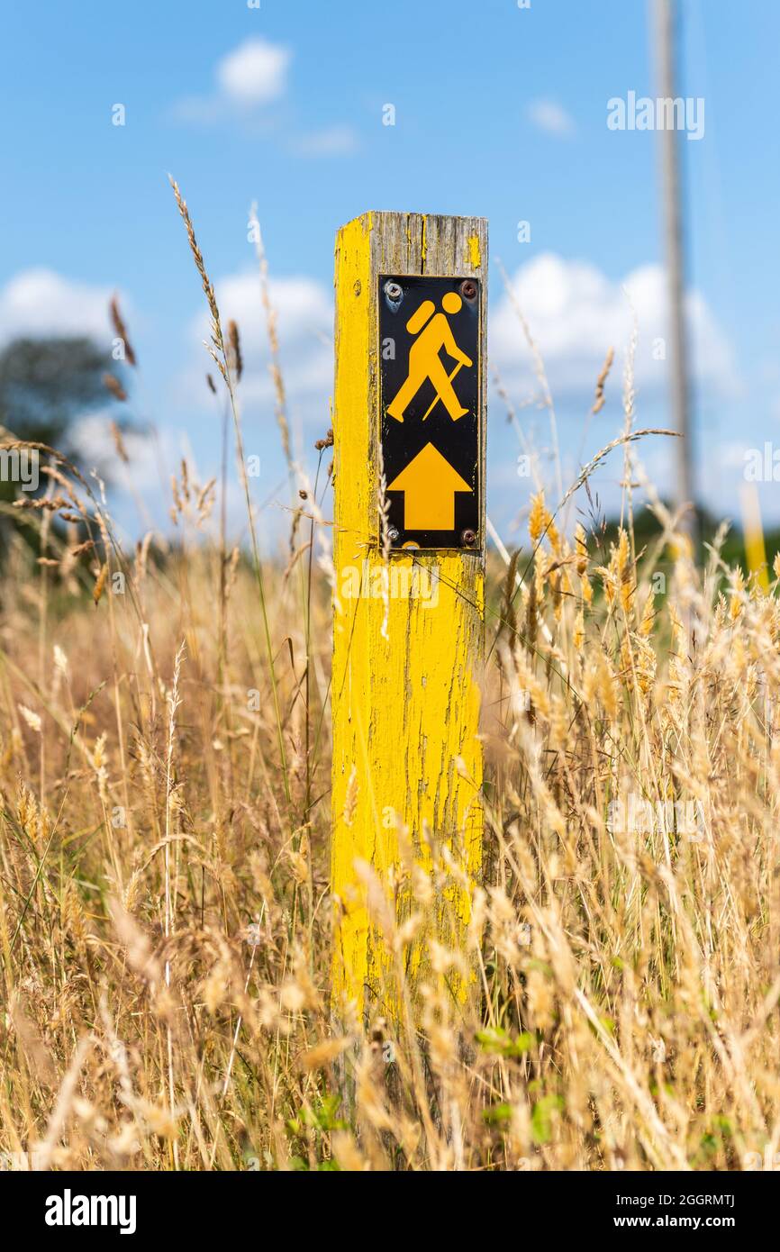 Irish hiking trail signpost. Stock Photo