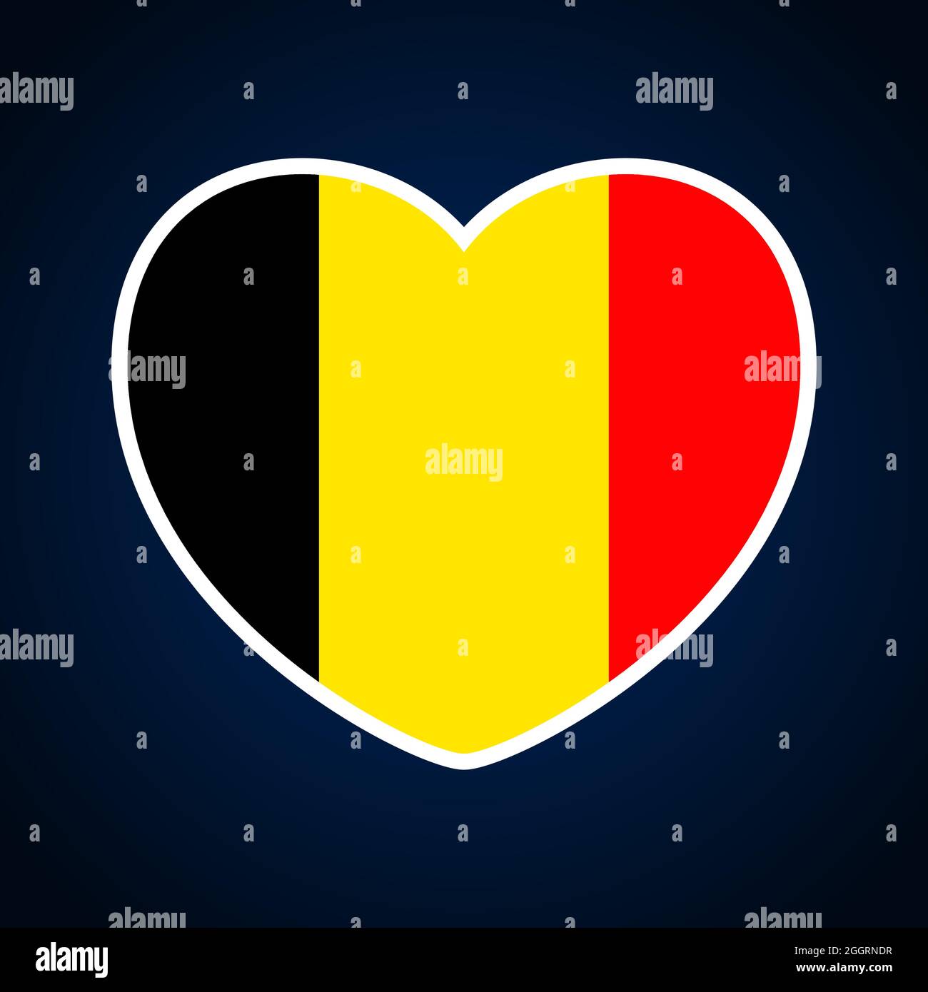 belgium flag in a shape of heart. Icon flat heart symbol of love on the ...