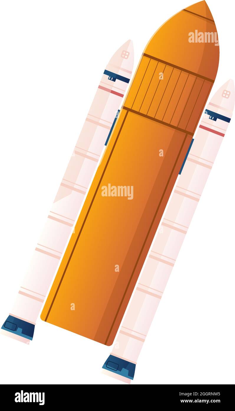 Flying space rocket on white background flat vector illustration Stock ...