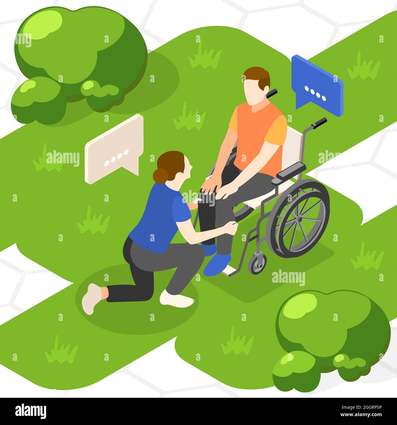 Mutual help isometric background with cooperation and assistance