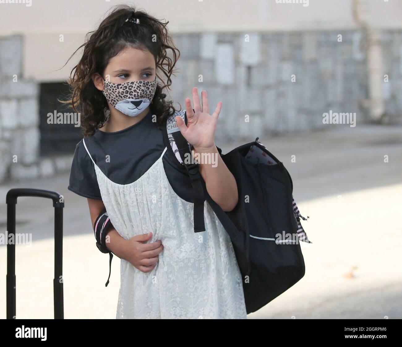 Antibes, France. 2nd Sep, 2021. A student arrives at Fontonne school on the first day of the new school year in Antibes, southern France, on Sept. 2, 2021. Credit: Serge Haouzi/Xinhua/Alamy Live News Stock Photo