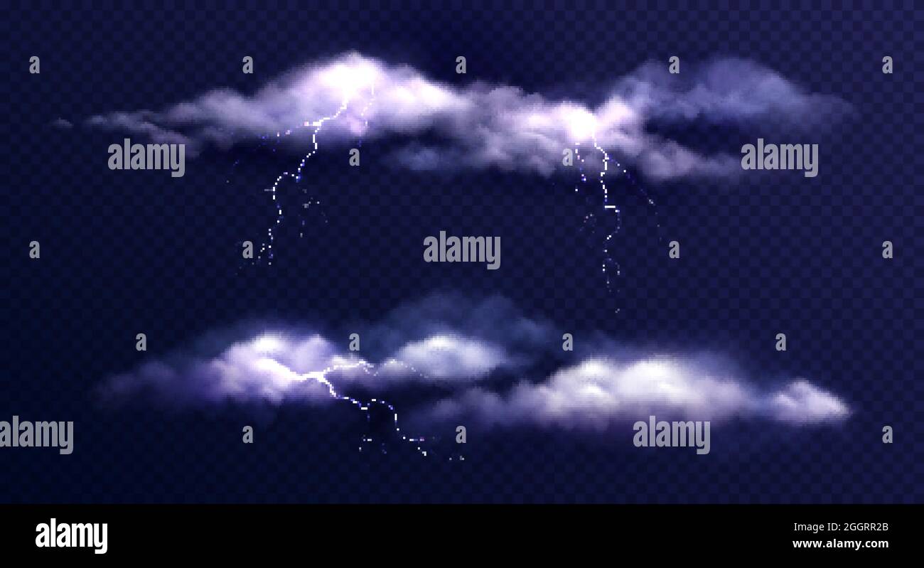 Stormy clouds realistic set with isolated images of thunderstorm clouds ...