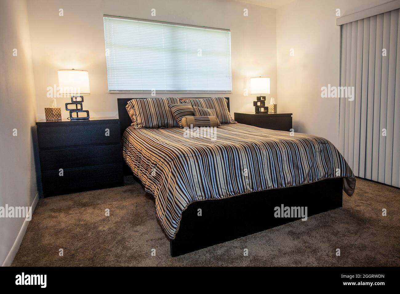 Modern Minimalistic Bedroom in Boca Raton Florida USA Stock Photo
