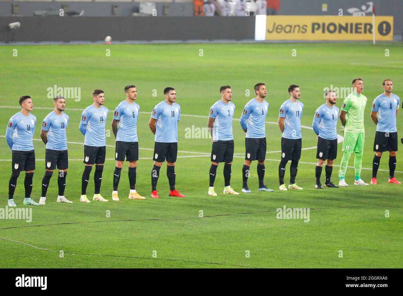 Lima, Peru. 02nd Sep, 2021. Uruguay national team during a match between Peru and Uruguay played at the Estadio Nacional del Peru, in Lima, Peru. Game valid for the 9th round of the South American Qualifiers for the Qatar World Cup 2022. Credit: Ricardo Moreira/FotoArena/Alamy Live News Stock Photo