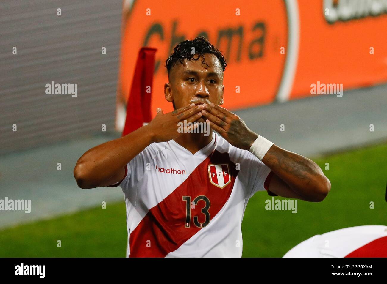 Lima, Peru. 02nd Sep, 2021. Commemoration of Peru's goal, noted by Renato Tapia during a match between Peru and Uruguay played at the Estadio Nacional del Peru, in Lima, Peru. Game valid for the 9th round of the South American Qualifiers for the Qatar World Cup 2022. Credit: Ricardo Moreira/FotoArena/Alamy Live News Stock Photo