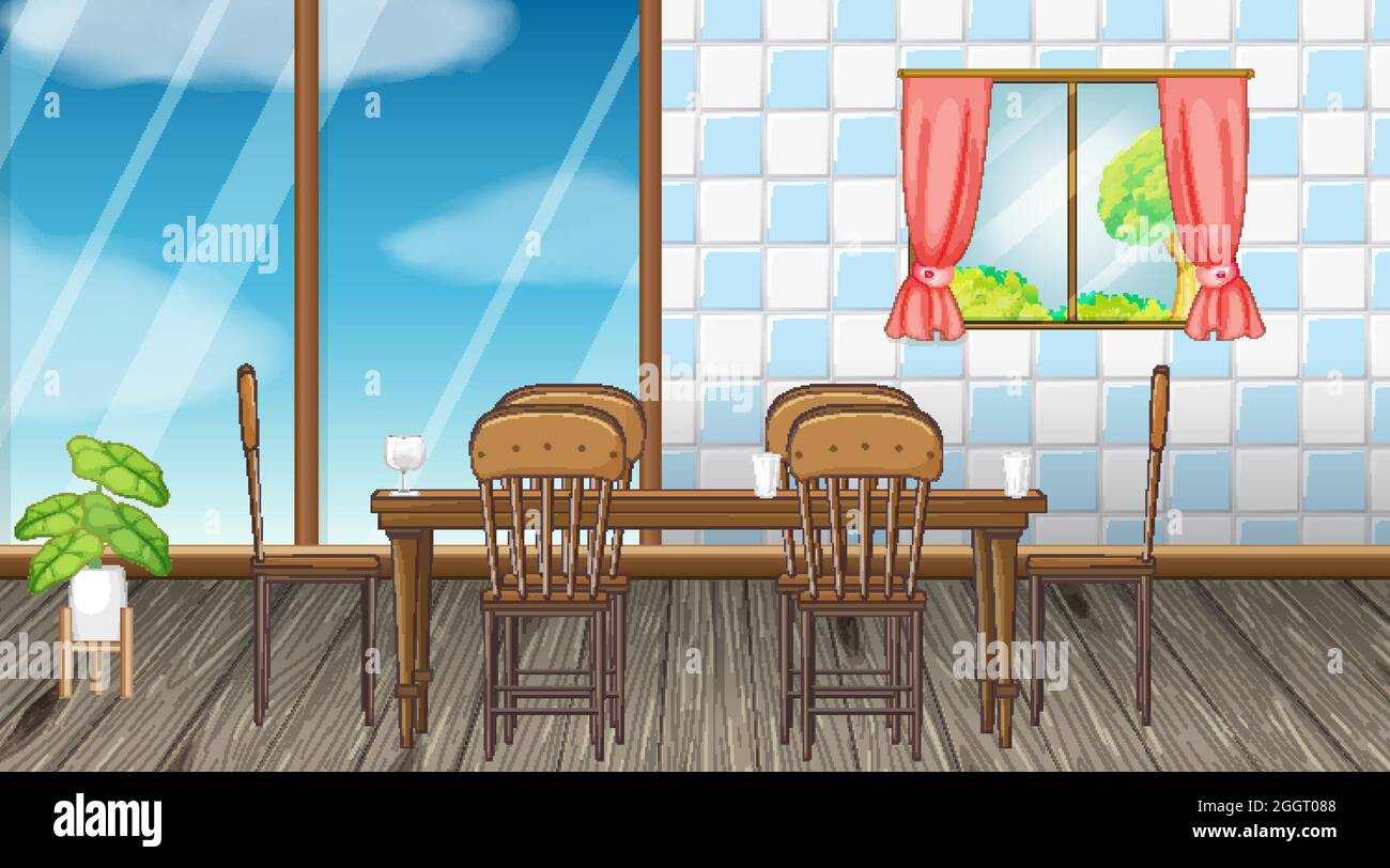 Dining room interior design with furniture illustration Stock Vector ...