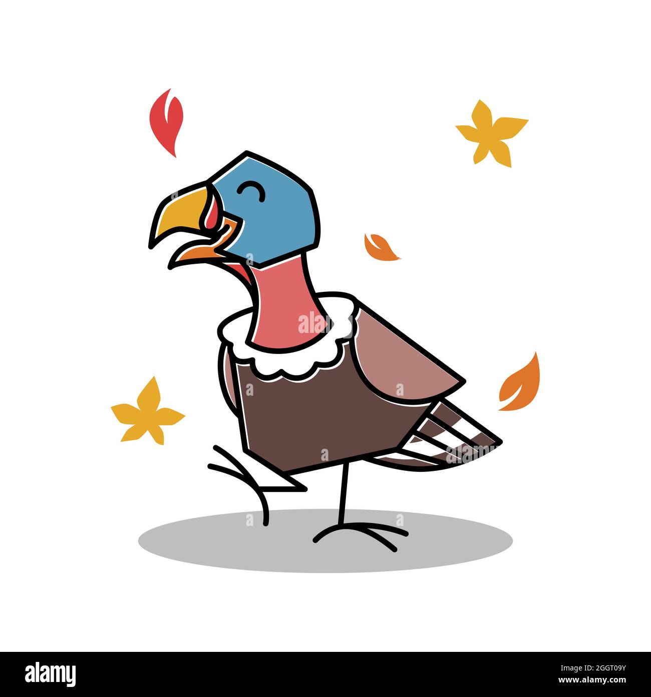 Dancing Turkey Bird Female Autumn Fall Thanksgiving Character Cartoon Stock Vector