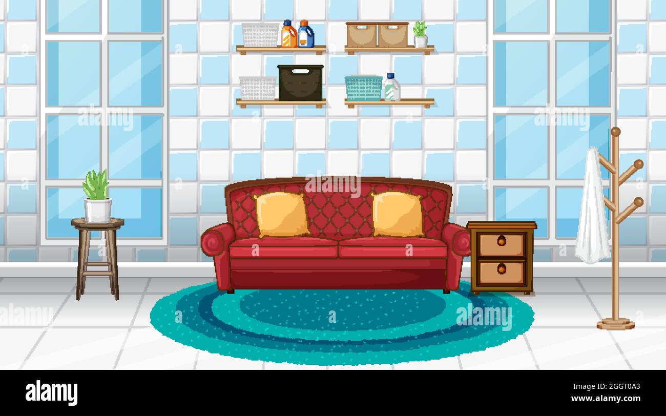 Living room interior design with furniture illustration Stock Vector ...