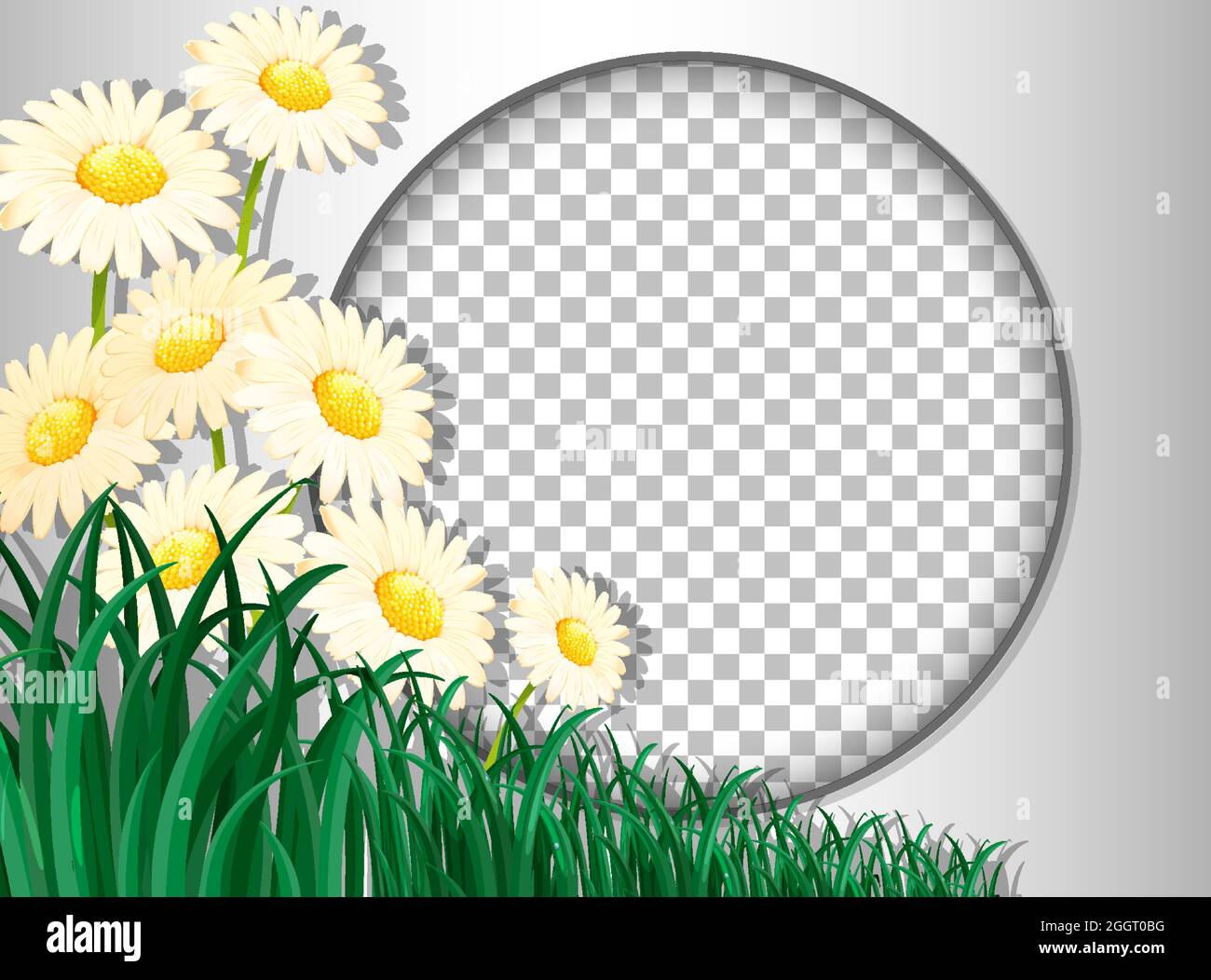 Round frame transparent with tropical flowers and leaves template ...