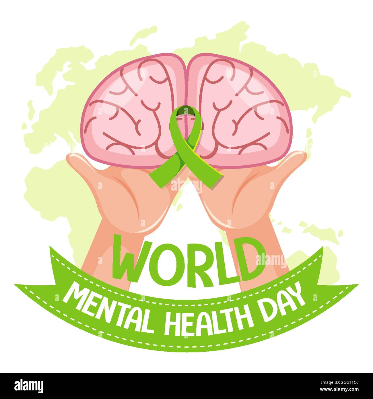 World Mental Health Day banner or logo isolated on white background ...
