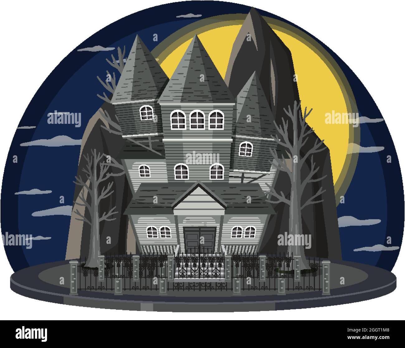 Haunted house at night scene illustration Stock Vector Image & Art - Alamy