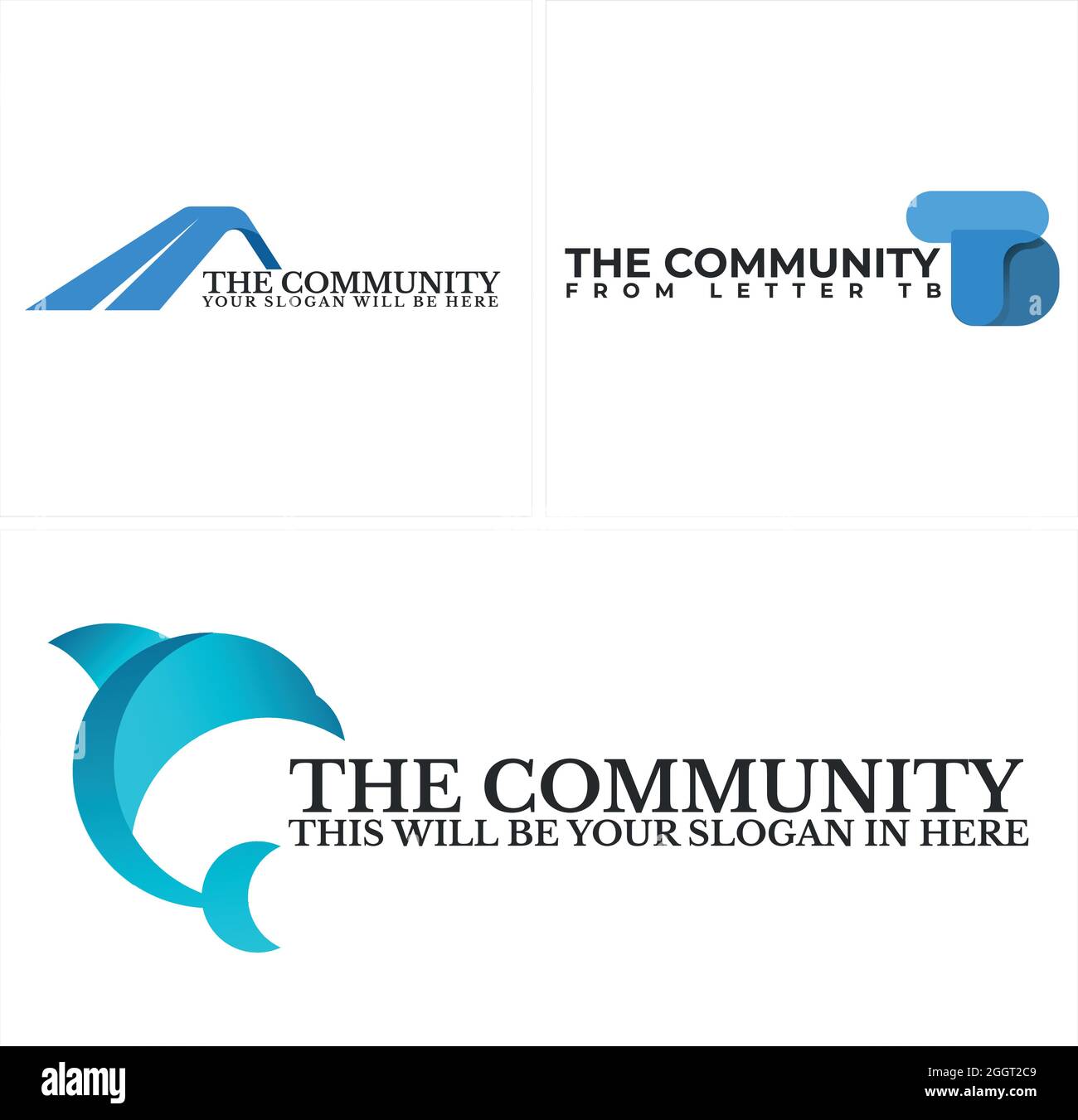 Non profit community initial TB and dolphin animal logo design Stock Vector