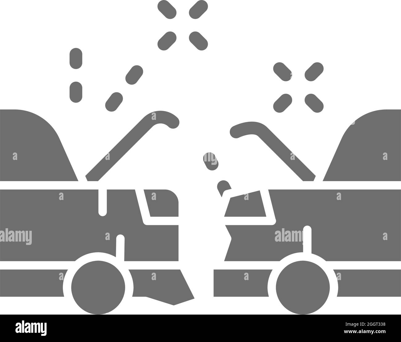 Car crash, accident grey icon. Isolated on white background Stock ...
