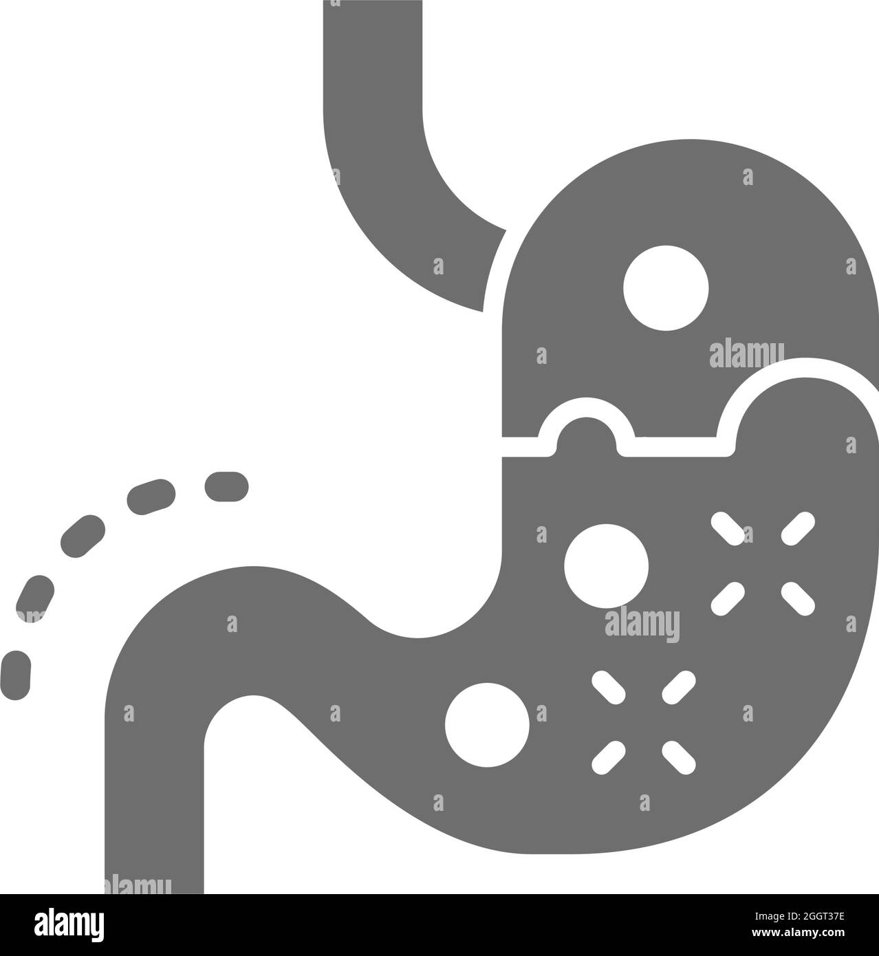 Stomach disease, heartburn, digestive problems grey icon Stock Vector