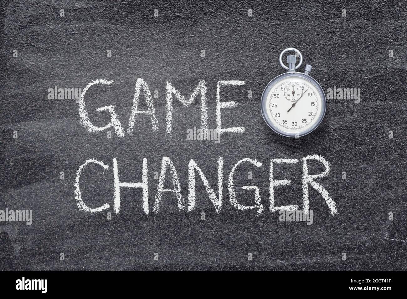 game changer phrase written on chalkboard with vintage precise