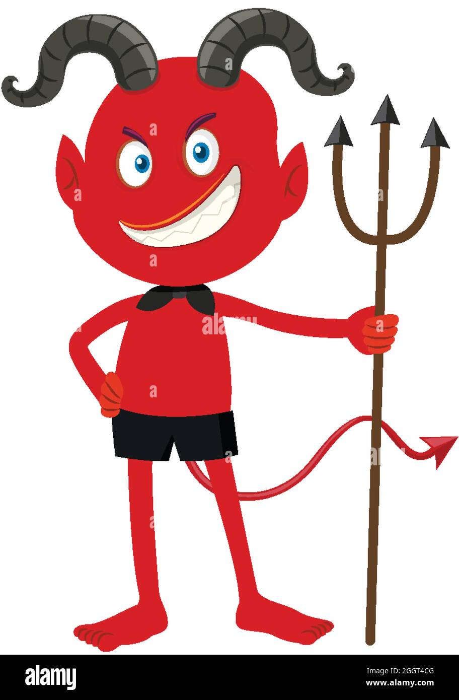 A red devil cartoon character with facial expression illustration Stock