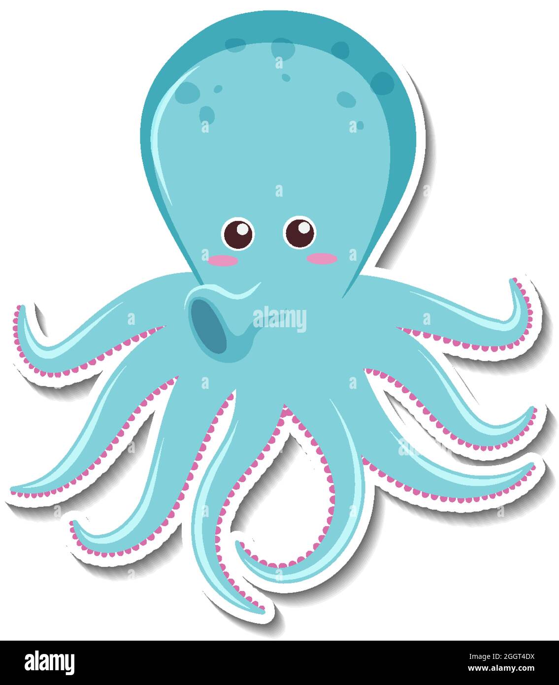 Cute octopus cartoon character sticker illustration Stock Vector Image ...