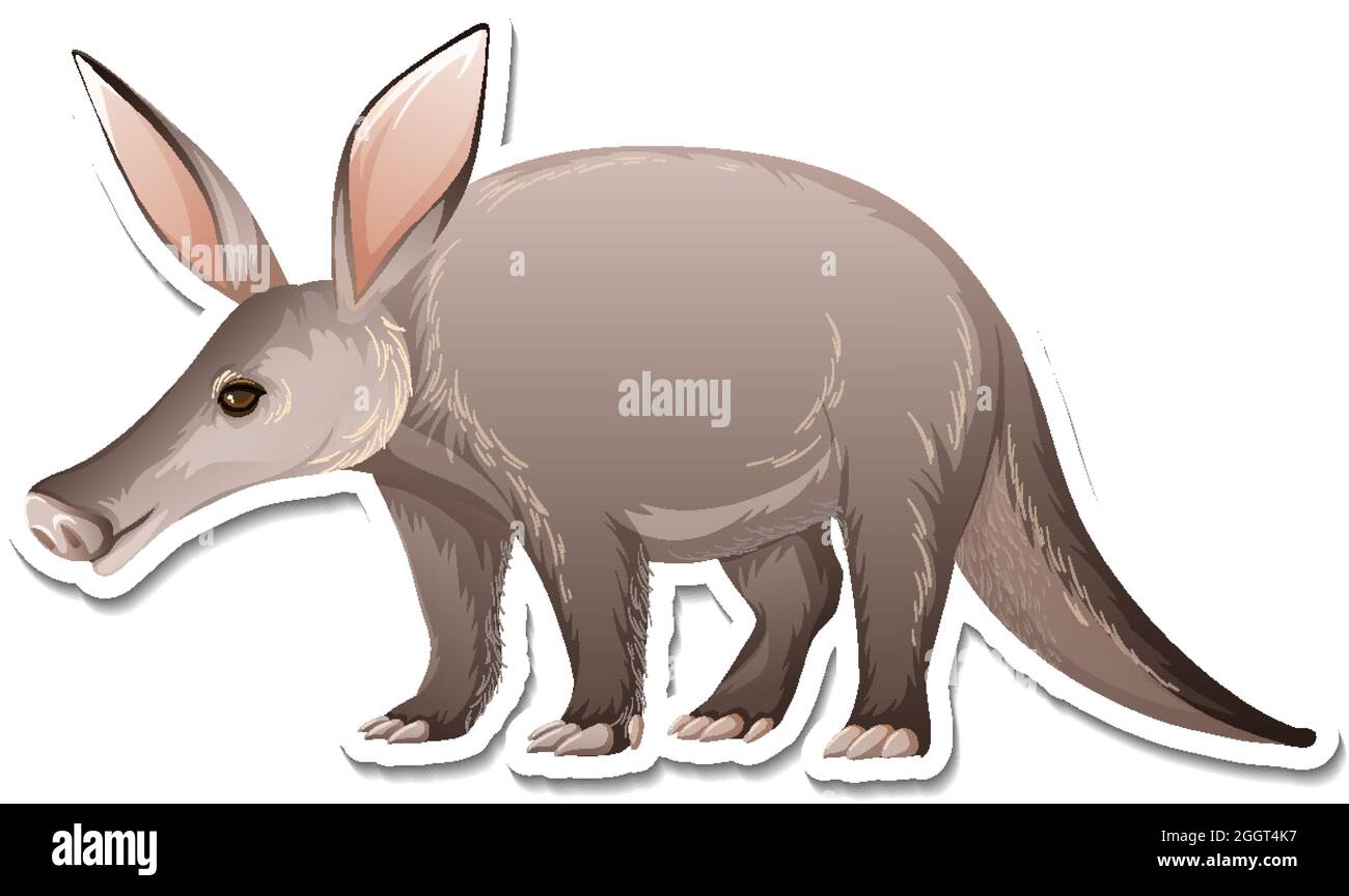 A sticker template of aardvark cartoon character illustration Stock Vector  Image & Art - Alamy