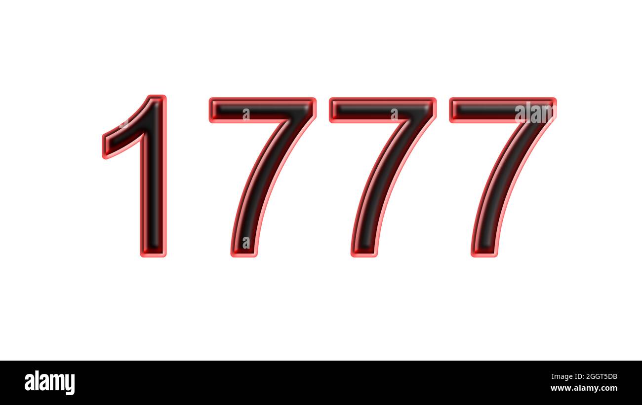 red 1777 number 3d effect white background Stock Photo - Alamy