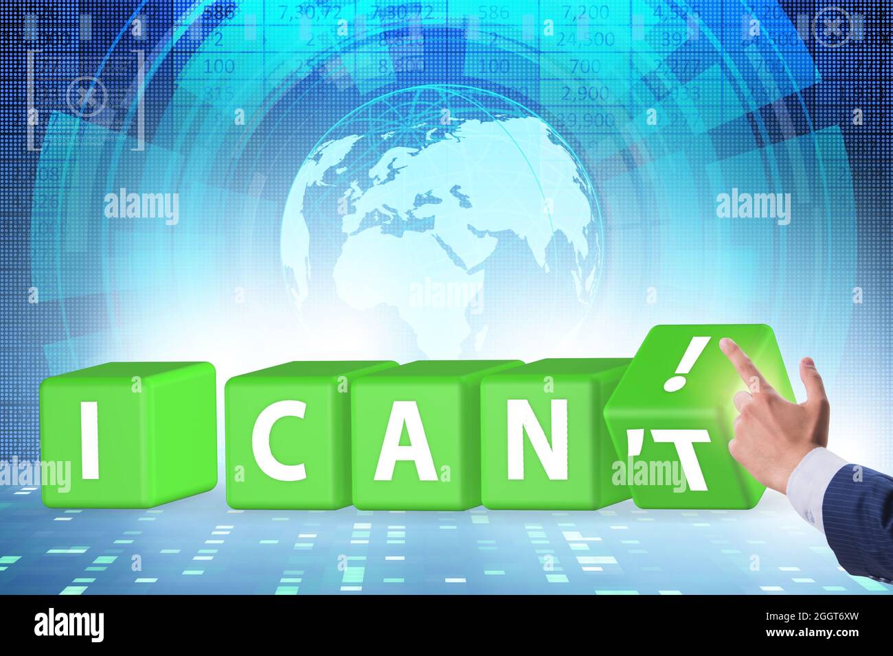 Determination concept with rotating cubes and the businessman Stock ...