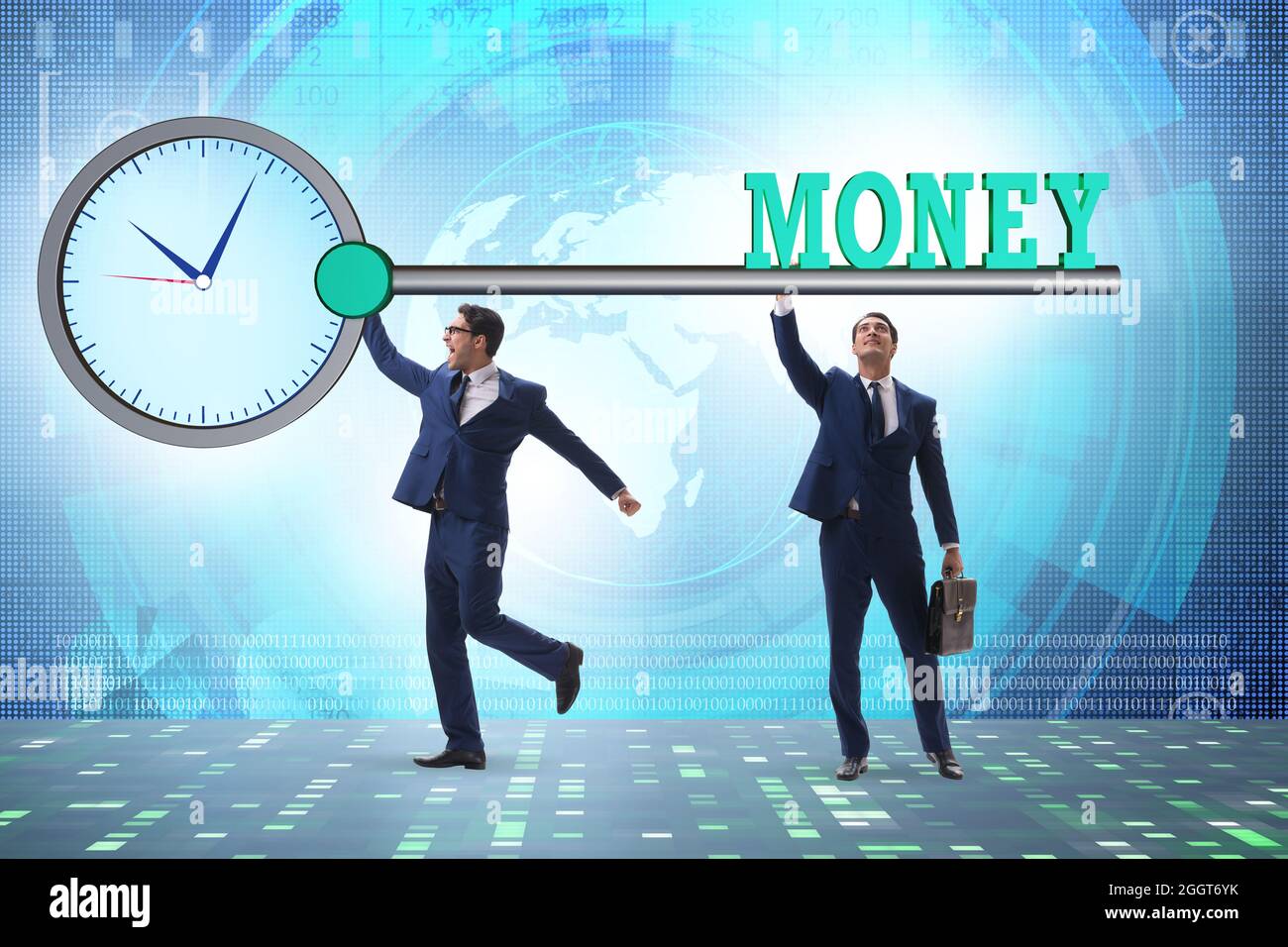 Time is money concept with the businessman and key Stock Photo - Alamy