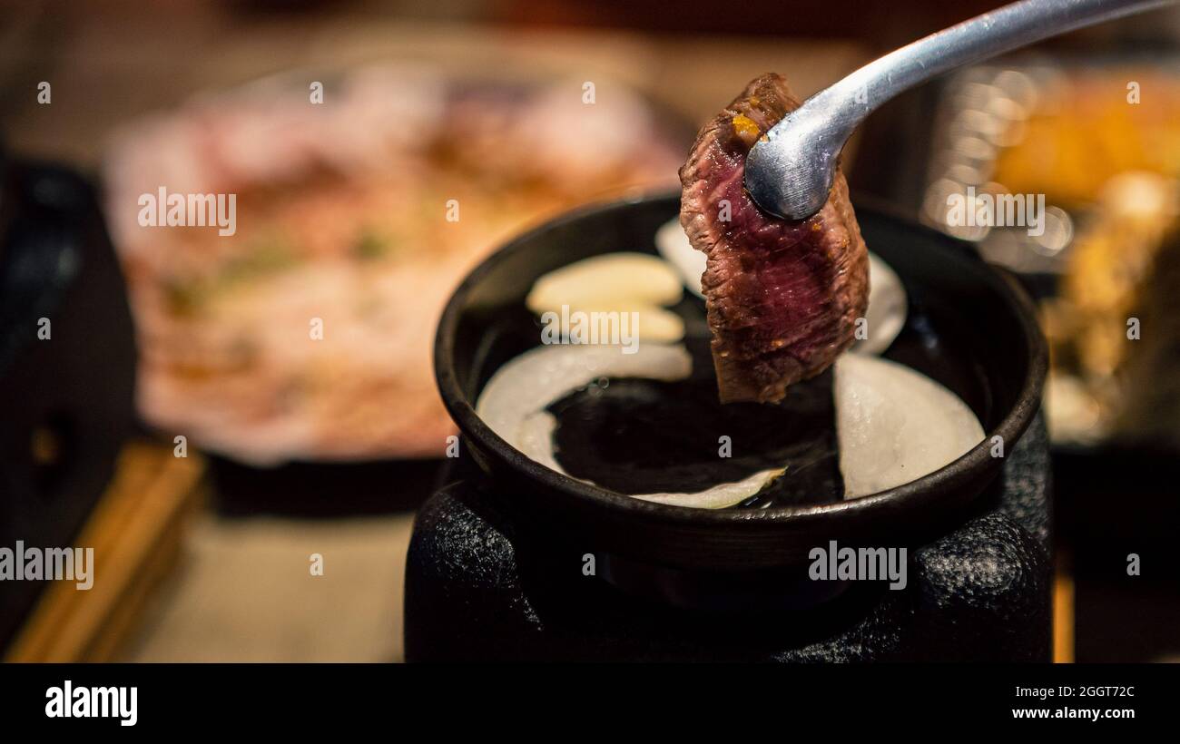 Delicious fried crispy beef Gyukatsu. Featuring steak that has been