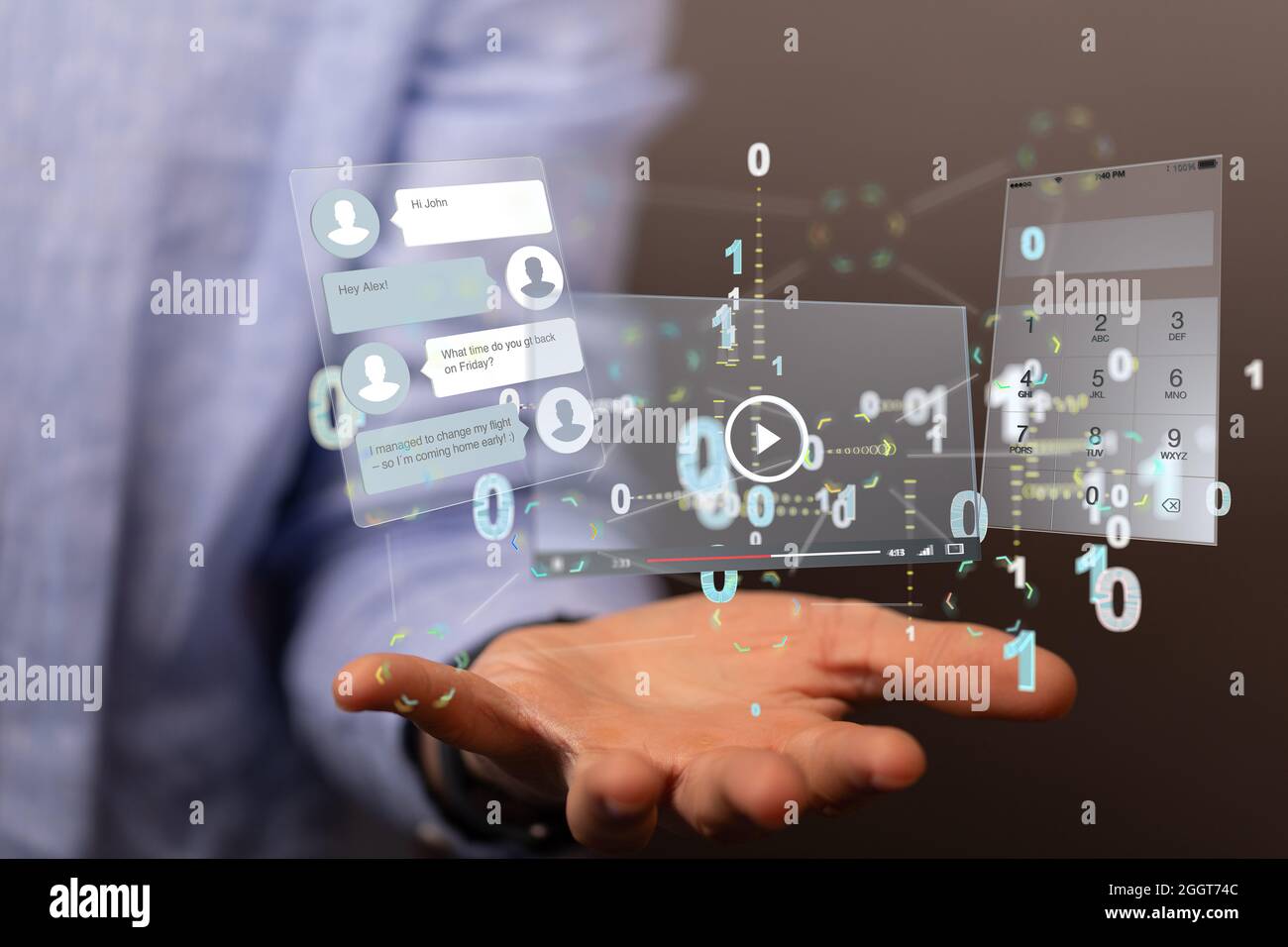 Interface web application in hand Stock Photo - Alamy