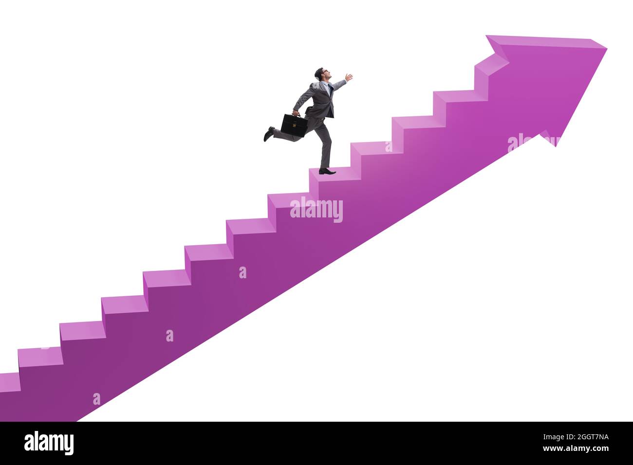Businessman climbing career ladder in the business concept Stock Photo ...