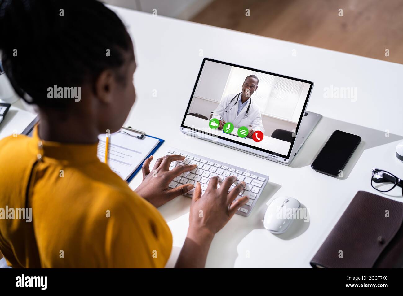 Medical Doctor Video Conference inar. Digital Healthcare Stock Photo