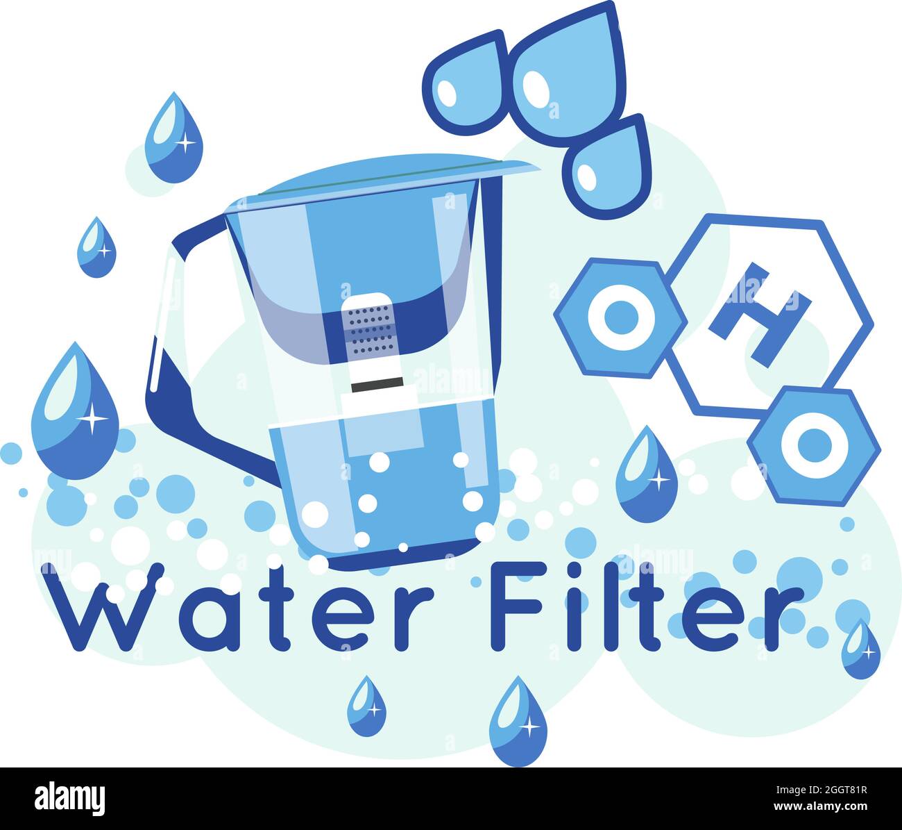 Water filter purification of liquid, jug format Stock Vector Image