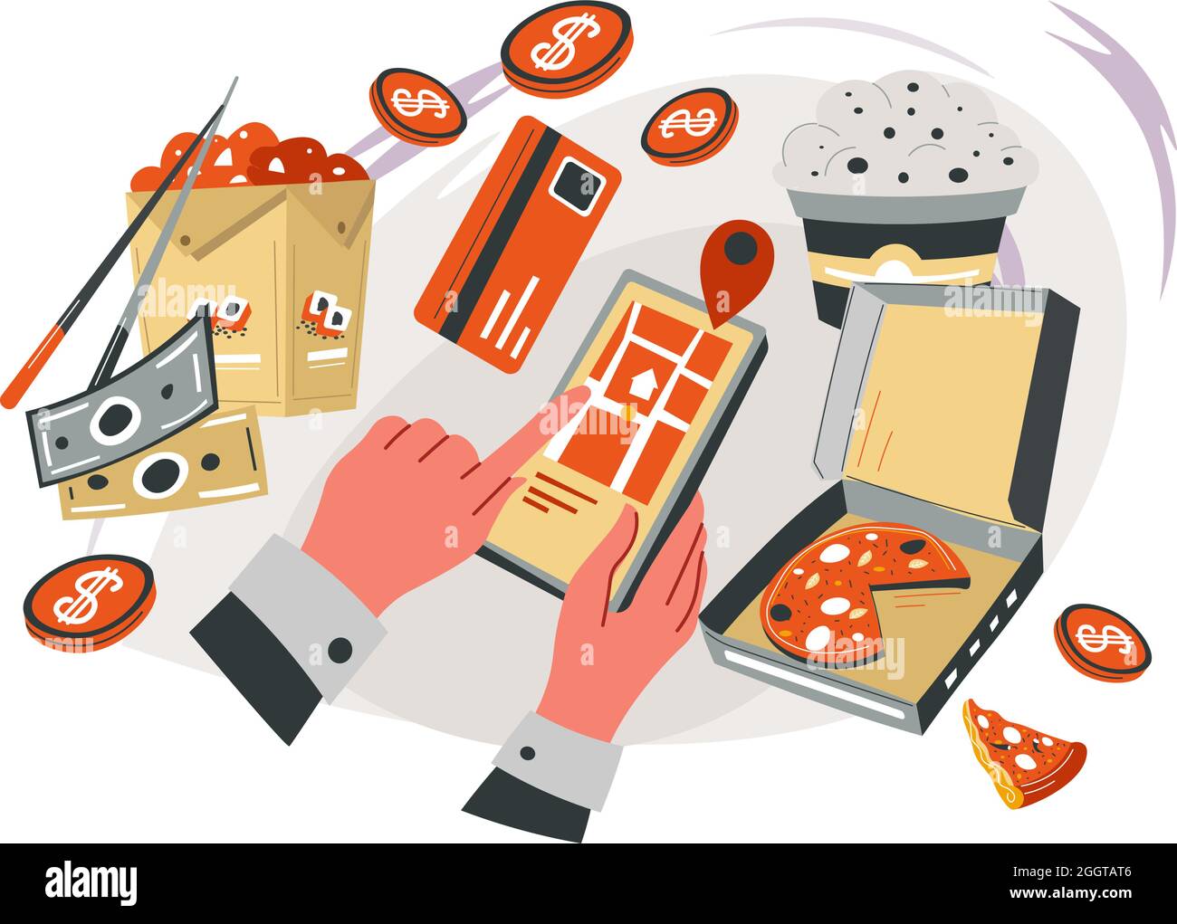 Man delivering takeaway food Stock Vector Images - Alamy