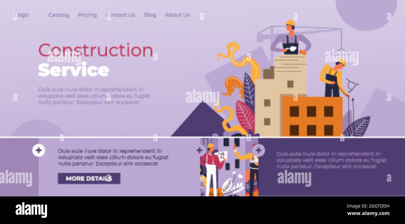 Construction service, builder team building house Stock Vector