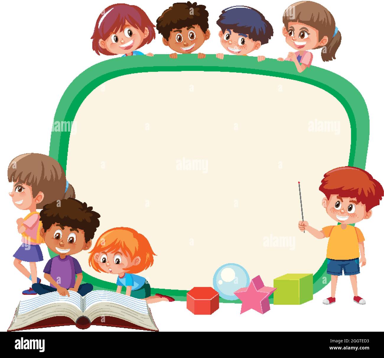 Empty board with many school kids cartoon character illustration Stock  Vector Image & Art - Alamy