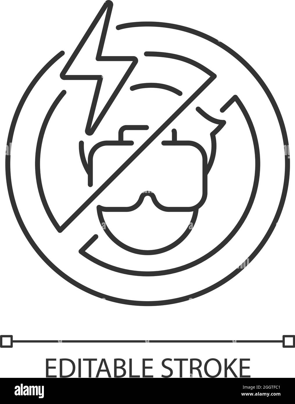 Do not use if the headset causes headache linear manual label icon