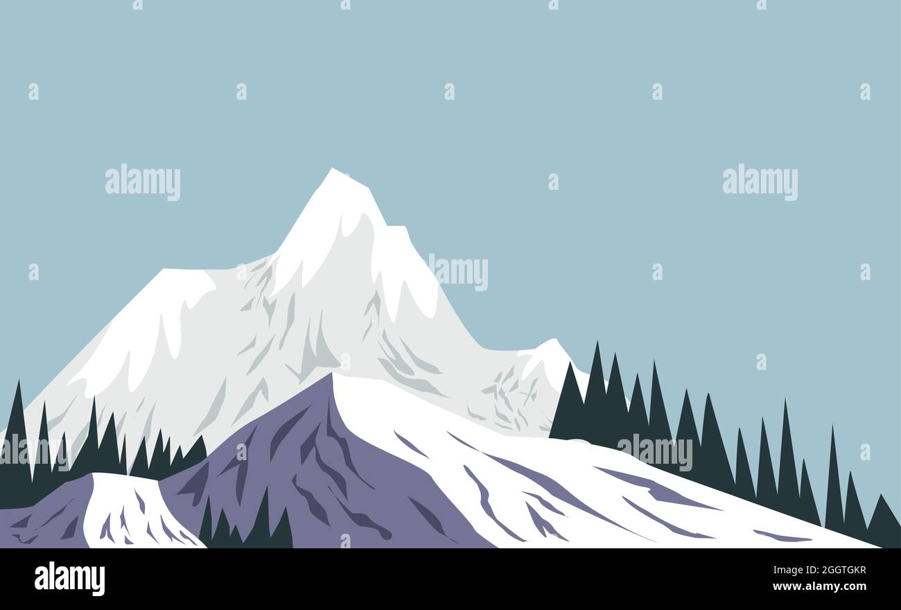 Snowy mountains landscape in winter season vector Stock Vector Image ...