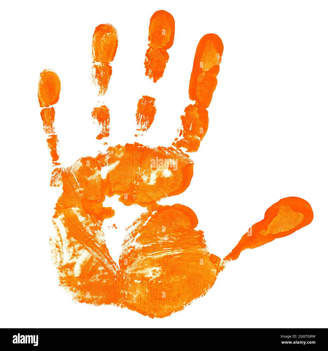 Orange man handprint isolated on a white background Stock Photo Alamy