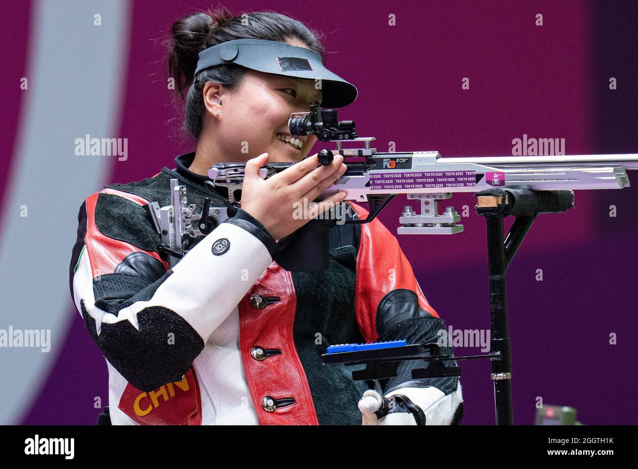 Tokyo. 3rd Sep, 2021. Zhang Cuiping of China reacts after the R8-Women ...