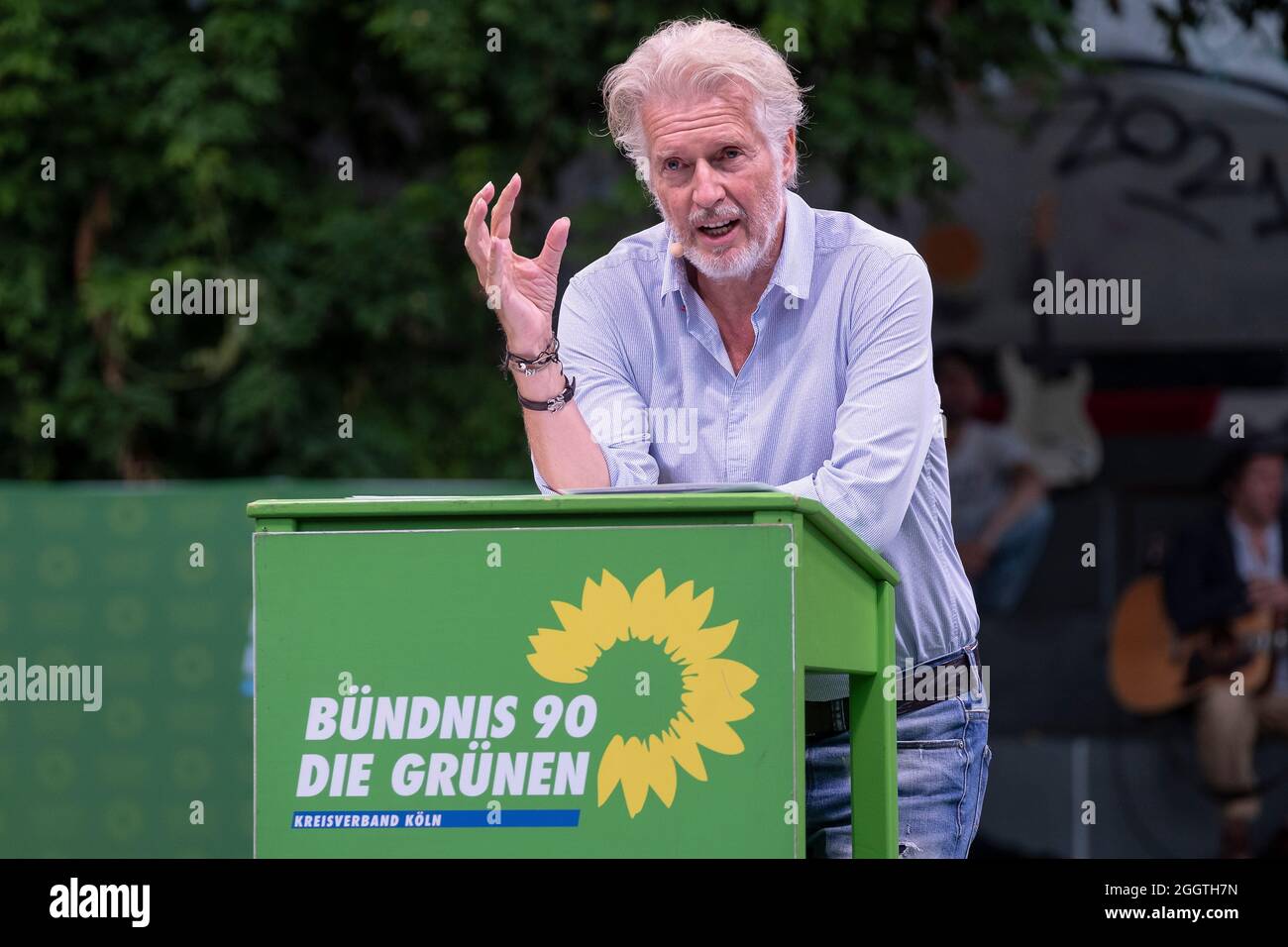 The bestselling author Frank Schaetzing is involved in the election campaign for Bündnis 90/Die Gruenen Stock Photo
